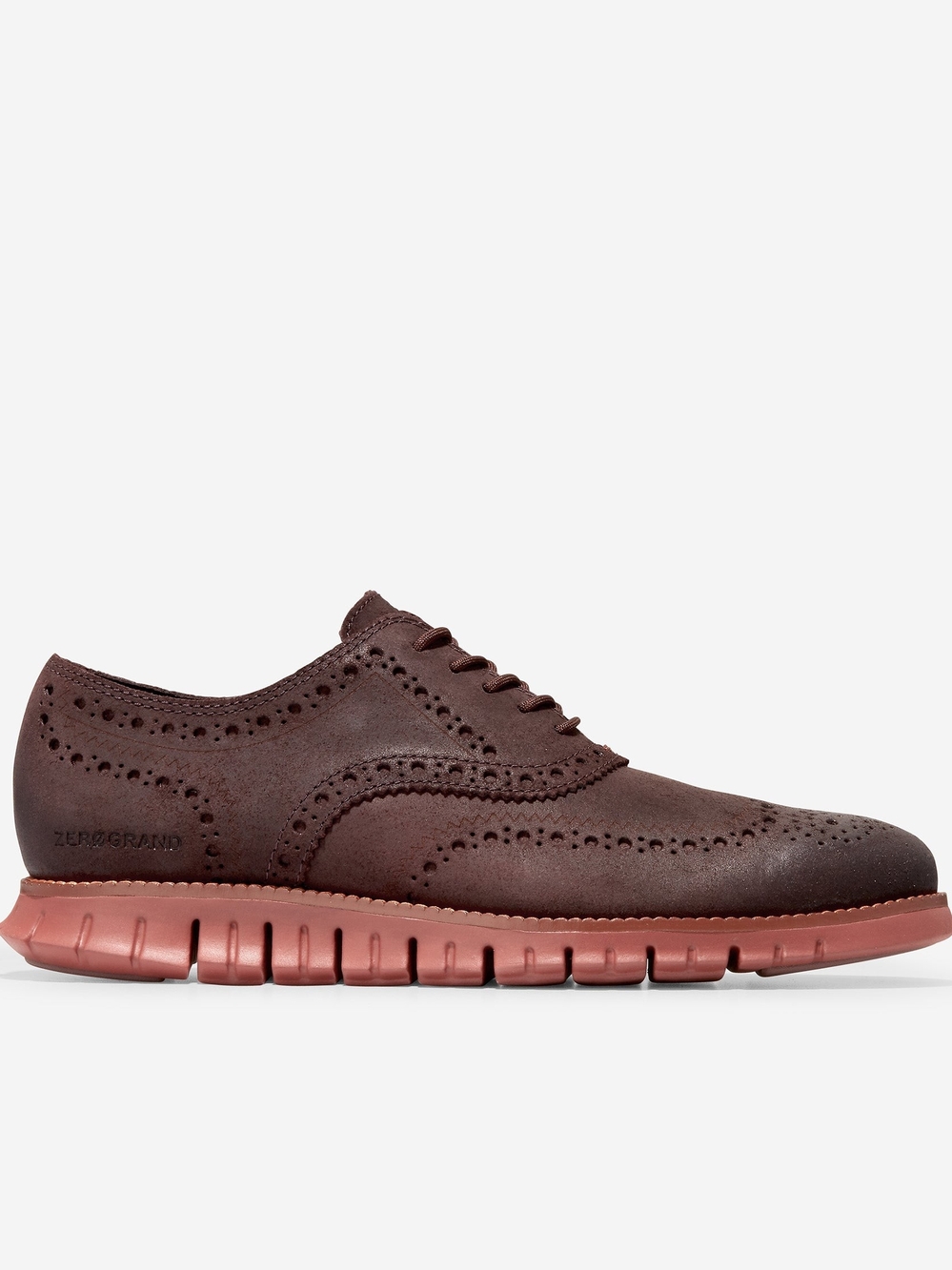 Cole Haan Men’s Dark Brown Brogue Oxford with Rust-Red Sole